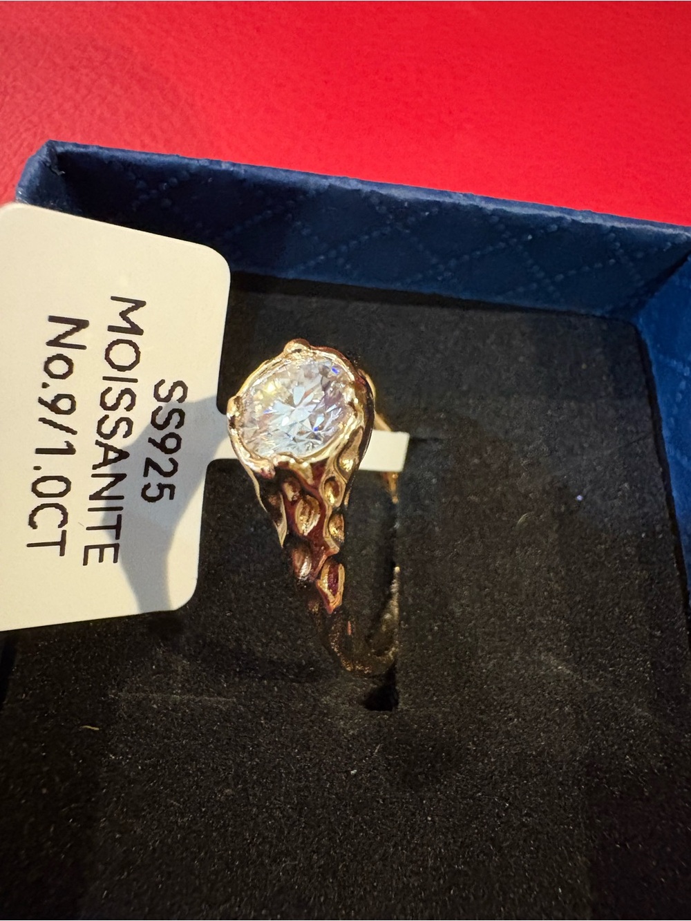 Gold-Tone Moissanite Ring in Clear 1 Carat Size 9 - Picture 4 of 5